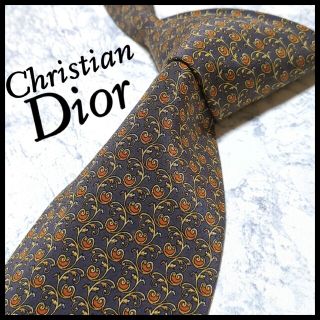 クリスチャンディオール(Christian Dior)の美品 ディオール ブランドネクタイ リーフ総柄 薄紫 シルク ビジネス(ネクタイ)