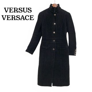 【極美品】VERSACE カシミヤ混モヘア切替ロングコート/チェスターコート