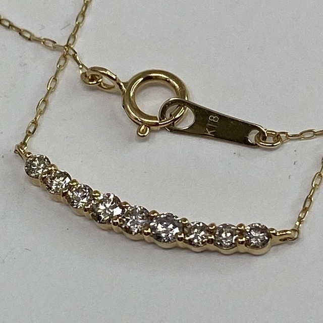 k18YG AU750 18金 天然ダイヤモンド 0.3ct ラインネックレス | www