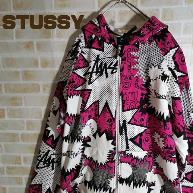 お試し価格！】 STUSSY ステューシー パーカー ジップアップ 総柄