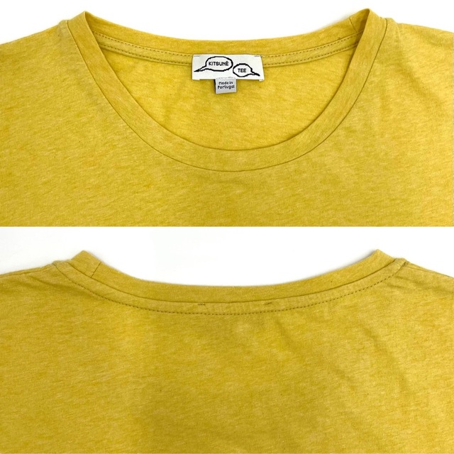 MAISON KITSUNE'(メゾンキツネ)のメゾンキツネ クルーネック 半袖Tシャツ Lサイズ コットン100％ 黄はだ色系 メンズのトップス(Tシャツ/カットソー(半袖/袖なし))の商品写真