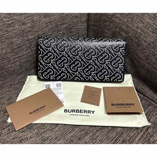 メール便送料無料対応可】 バーバリー BURBERRY BURBERRY 長財布 ブラック TBモノグラム メンズ 長財布 