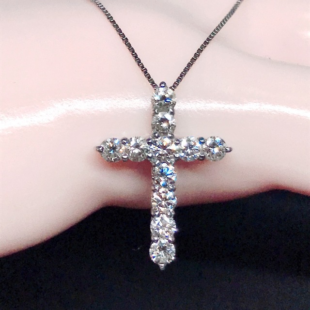 0.50ct クロスモチーフ ダイヤモンドネックレス プラチナ ダイヤ 0.5