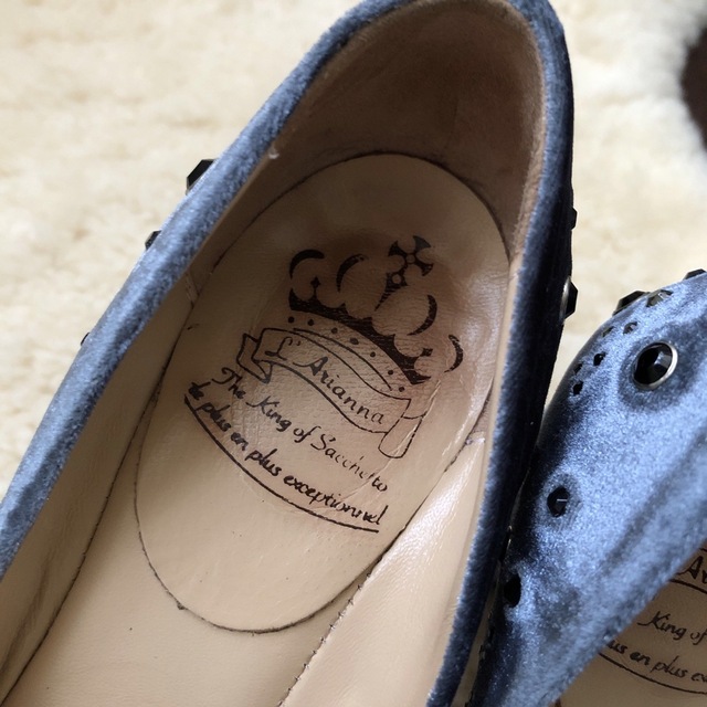 L'arianna 太ヒール パンプス ベロア×本革 レディースの靴/シューズ(ハイヒール/パンプス)の商品写真