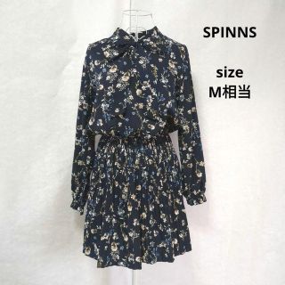 スピンズ(SPINNS)のSPINNS　スピンズ　チュニックワンピース　花柄ワンピース　膝丈ワンピース(チュニック)