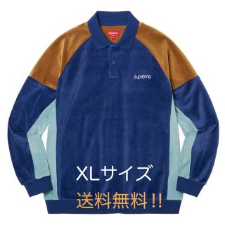 シュプリーム(Supreme)のSupreme Paneled Velour L/S Polo  XL(ポロシャツ)