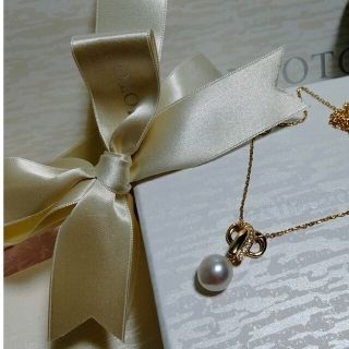 ミキモト(MIKIMOTO)の美品　ミキモトK18ダイヤモンドパールペンダントネックレス。白蝶真珠。大珠(ネックレス)