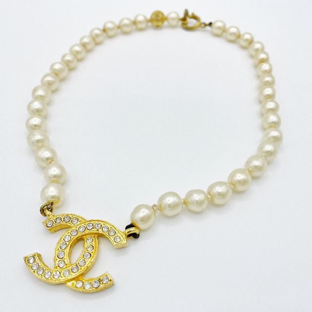 希少】シャネル CHANEL パールネックレス ラインストーン ココマーク