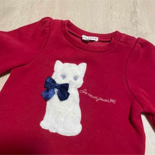 エニィファム(anyFAM)のエニィファム　トップス　トレーナー　ねこ　リボン　長袖　90 赤(Tシャツ/カットソー)