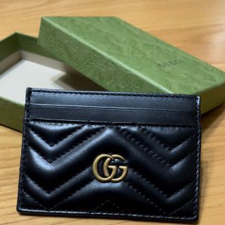 グッチ(Gucci)のGUCCI グッチ GGマーモント カードケース  黒 定期入れ 名刺入れ 新品(名刺入れ/定期入れ)