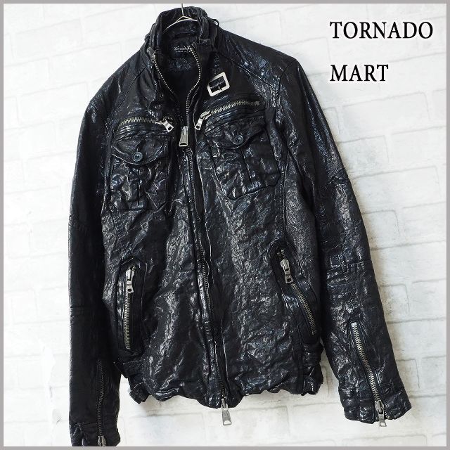 人気商品【TORNADOMART】しわ加工/極太ZIP/シングルレザージャケット