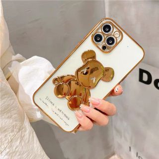 iPhone12proケース　iPhoneケース　ゴールド　熊　くま　クマ(iPhoneケース)