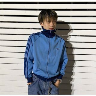 adidas 80sトラックジャケット デサントサイズ4 胸ロゴ ジャージ