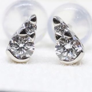 スタージュエリー プラチナ ダイヤ ドロップ ピアス 0.18ct | www