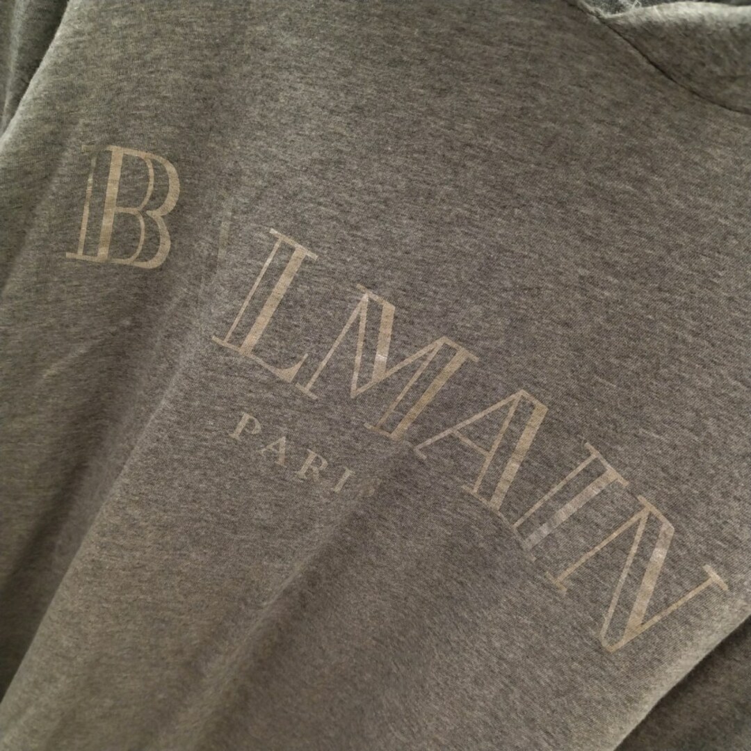 BALMAIN - BALMAIN バルマン W8H8099I258 LOGO PRINT HOODIE グレー