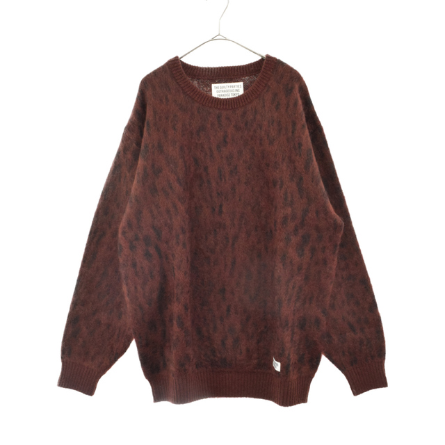 WACKO MARIA ワコマリア 22AW LEOPARD MOHAIR CREW NECK SWEATER TYPE-1 レオパード クルーネック モヘアニット ニットセーター 22FW-WMK-KN10 バーガンディ55センチ袖丈