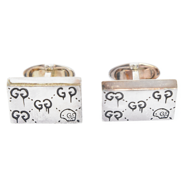 GUCCI グッチ GGロゴ ゴースト カフスボタン シルバー 【使い勝手の