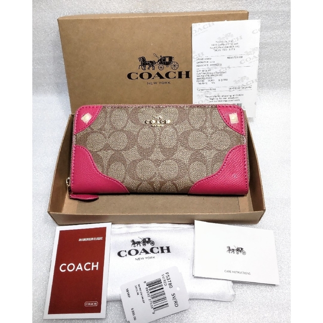 COACH(コーチ)の新品 未使用 COACH コーチ 長財布 財布 シグネチャー カーキ/ピンク レディースのファッション小物(財布)の商品写真