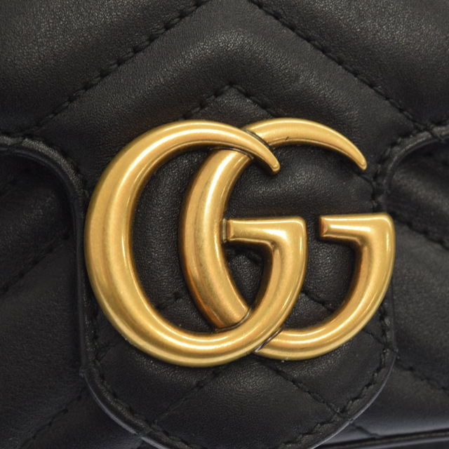 ブランドのギフト - Gucci GUCCI 476433 ブラック バッグ ショルダー レザー キルティング GGマーモント グッチ ショルダーバッグ