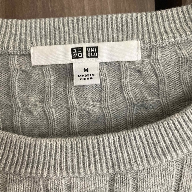 UNIQLO(ユニクロ)のUNIQLO コットン　カシミヤ　ケーブル　クルーネック　セーター レディースのトップス(ニット/セーター)の商品写真