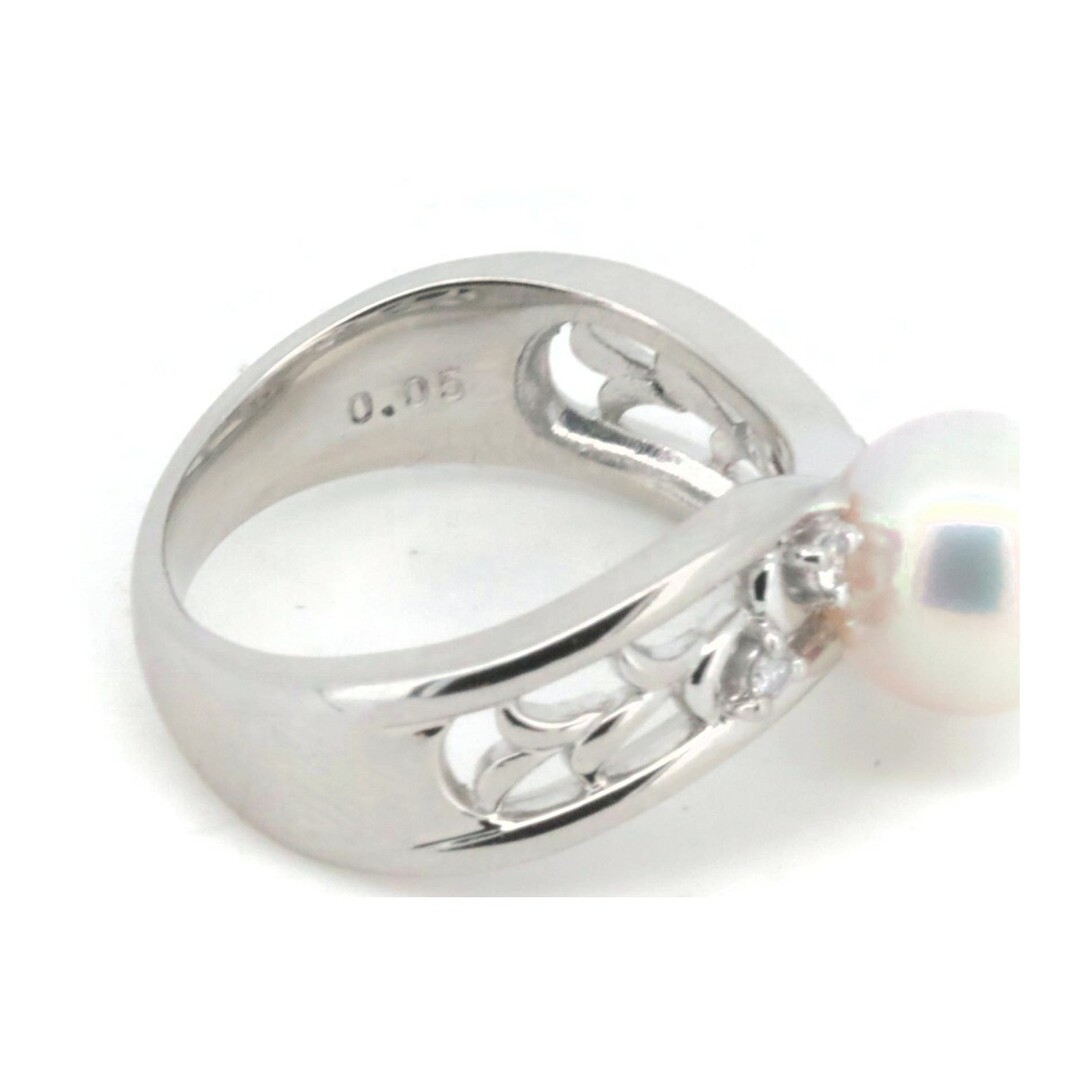 TASAKI(タサキ)の目立った傷や汚れなし タサキ パール ダイヤモンド リング 8.1ミリ 0.05ct 11号 PT900(プラチナ) レディースのアクセサリー(リング(指輪))の商品写真