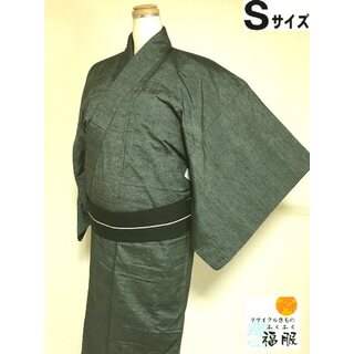【中古】紬 男物 正絹 柳茶色 裄64.5 Sサイズ リサイクル(着物)