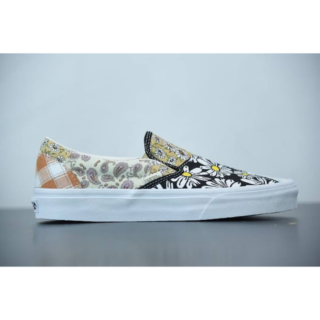 28cm 【vans】US企画　スリッポン　パッチワーク×花×チェッカー