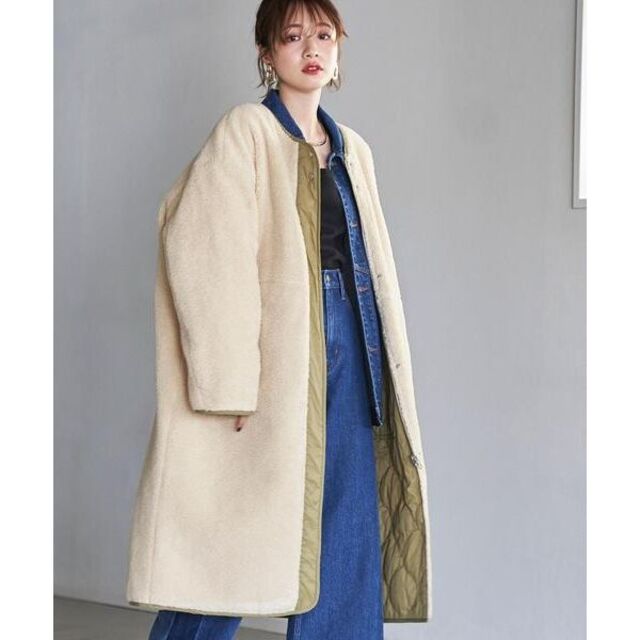 coen - 10890円　L新品　Coen　2WAY ボア キルティング リバーシブルコート