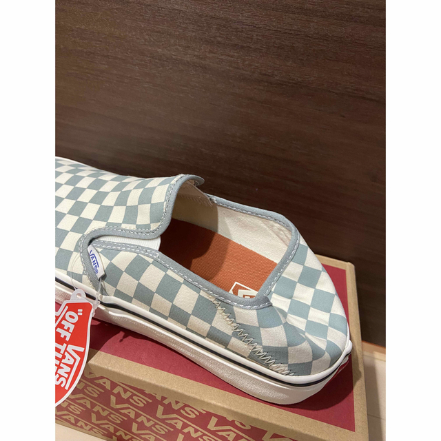 28cm US企画【VANS 】スリッポン チェッカー×アッシュグリーン