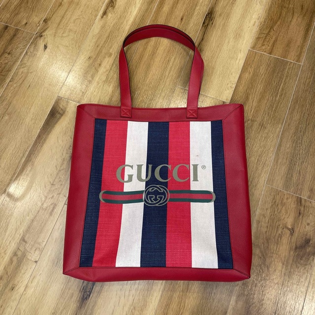 現品限り一斉値下げ！ GUCCI トートバッグ トリコロール 赤 トート