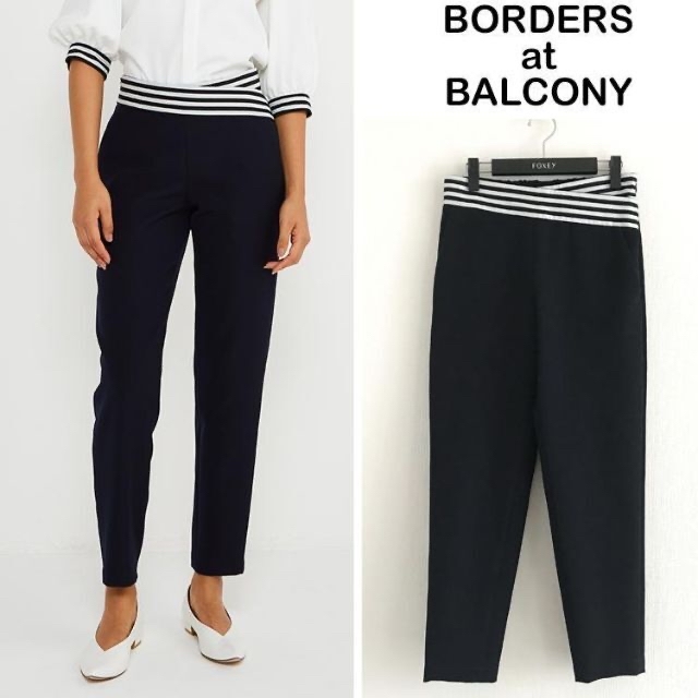 試着のみ BORDERS at BALCONY テーパードパンツ ネイビー 36-