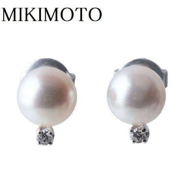 MIKIMOTO - ミキモト ダイヤ パールピアス PE-766PU型 K18WG【10465】