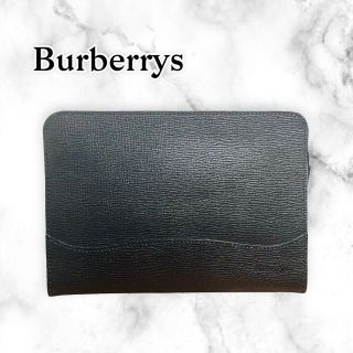 バーバリー(BURBERRY)の【美品】バーバリー レザー セカンドバッグ 黒(セカンドバッグ/クラッチバッグ)