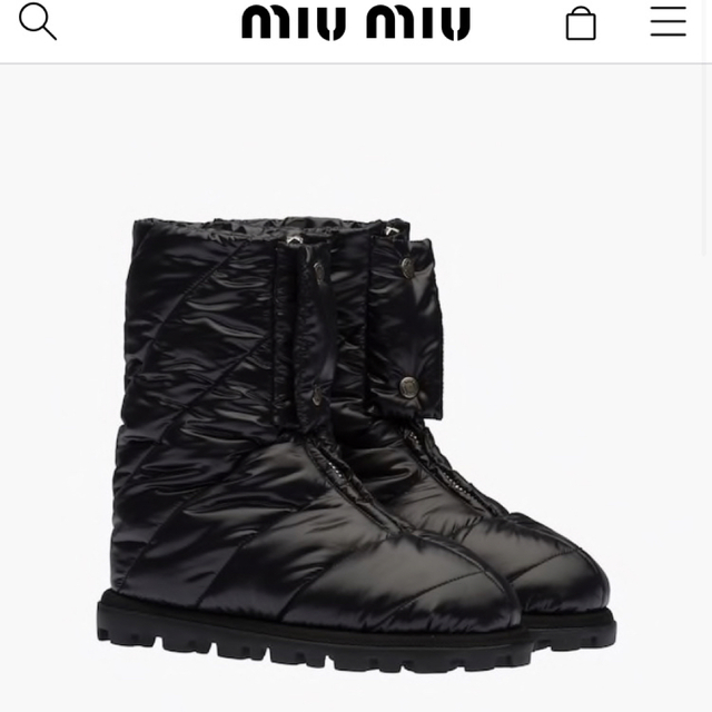 柔らかな質感の - miumiu 試着のみ 23.5 ブーツ 綿入り ナイロン