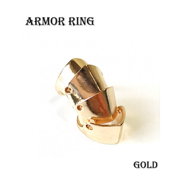 SALE‼アーマーリング　甲羅　関節リング ゴールド　コスプレ レディースのアクセサリー(リング(指輪))の商品写真