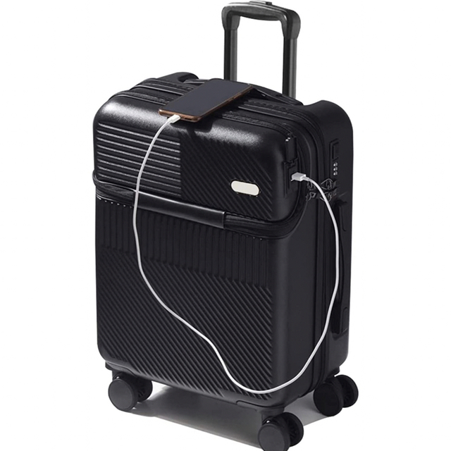 【未使用】スーツケース TSAロック USB充電口 前ポケット 機内持ち込み 黒
