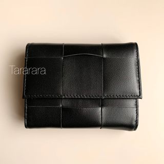 ●leather largeBraided 3つ折り財布 BLACK●本革(財布)