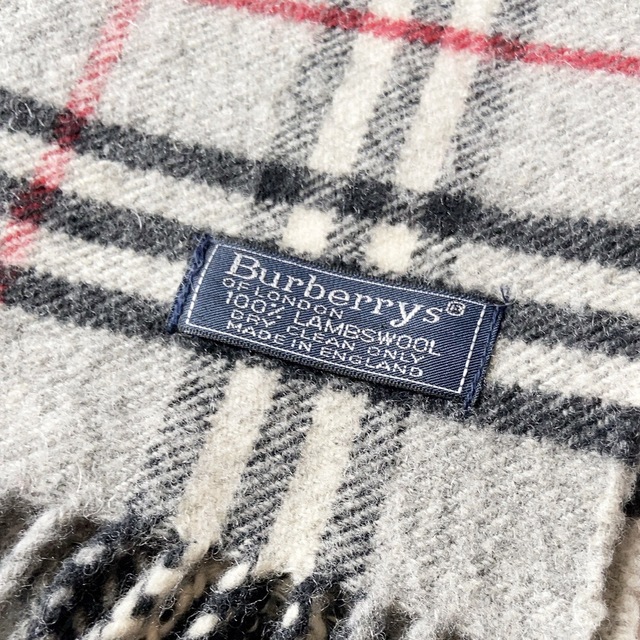 BURBERRY - バーバリー マフラー ラムウール100% チェック柄 グレーの 