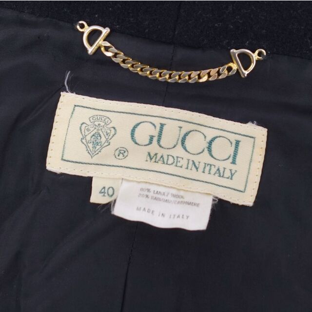 Gucci(グッチ)の美品 Vintage グッチ GUCCI コート ハイネック ロングコート ウール カシミヤ 無地 アウター レディース イタリア製 40(M相当) ブラック レディースのジャケット/アウター(その他)の商品写真