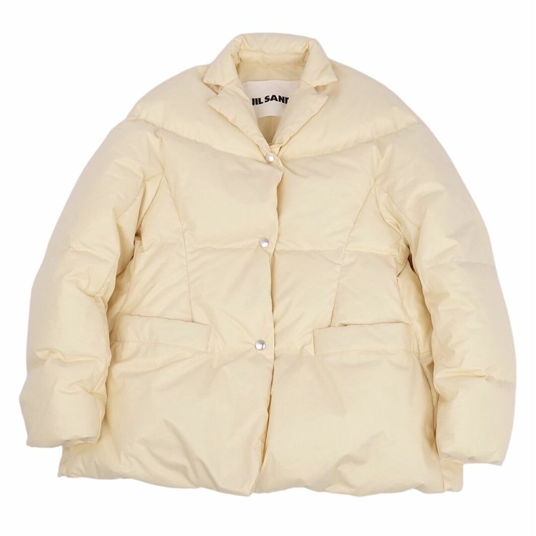 美品 ジルサンダー JIL SANDER ジャケット ダウンジャケット 無地 アウター レディース イタリア製 32(XS相当) アイボリー