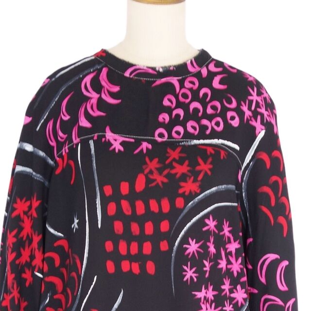 美品 マルニ MARNI ワンピース ロングワンピース ドレス ロングスリーブ カットオフ 総柄 トップス レディース 36(S相当) マルチカラー