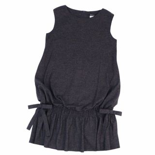 ルネ(René)の極美品 ルネ Rene basic ワンピース ドレス ノースリーブ サイドリボン 無地 ウール トップス レディース 36(S相当) グレー(ひざ丈ワンピース)