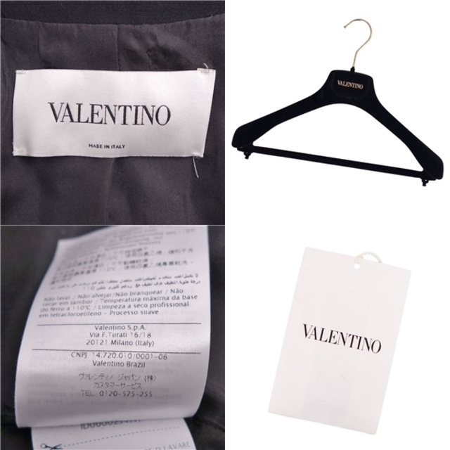 VALENTINO(ヴァレンティノ)の極美品 ヴァレンティノ VALENTINO ジャケット テーラードジャケット 無地 ウール シルク アウター レディース 46(XL相当) ブラック レディースのジャケット/アウター(テーラードジャケット)の商品写真