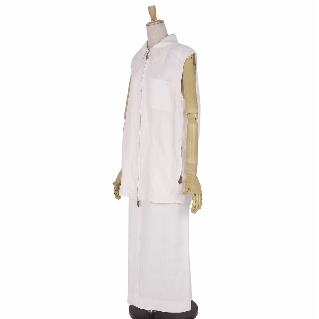 Hermes(エルメス)の美品 エルメス HERMES セットアップ スーツ マルジェラ期 ベスト ジレ スカート リネン レディース 40(M相当) ホワイト レディースのフォーマル/ドレス(スーツ)の商品写真