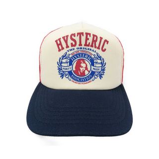 ヒステリックグラマー(HYSTERIC GLAMOUR)のHYSTERIC GLAMOUR ヒステリックグラマー メッシュキャップ キャップ
 ネイビー×白×赤 フリー 正規品 / B3160【中古】(キャップ)