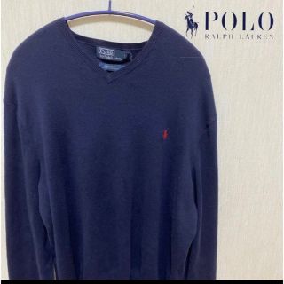 ポロラルフローレン(POLO RALPH LAUREN)のポロラルフローレン ニット ネイビー ピマコットン  USA古着 ポニー 刺繍(ニット/セーター)