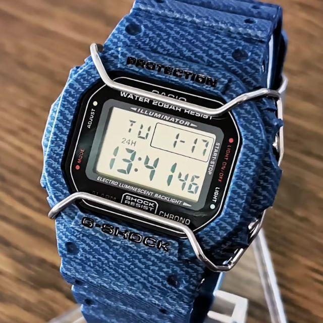 G-SHOCK DW-5600 デニムカスタム + メタル遊環 + バンパー