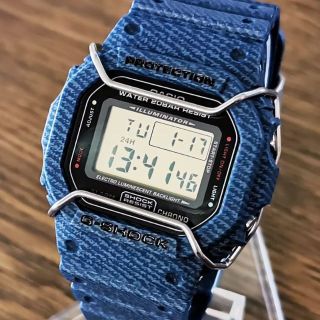 カシオ(CASIO)のG-SHOCK DW-5600 デニムカスタム + メタル遊環 + バンパー(腕時計(デジタル))