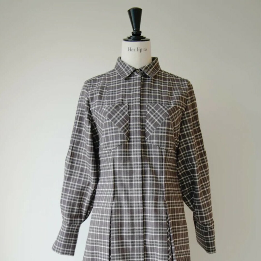 Her lip to - Checkered Pleats Long Shirt Dressの通販 by HK's shop ...