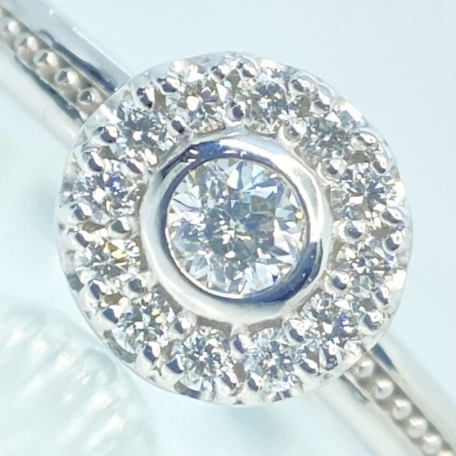 K18WG 天然ダイヤモンドリング D0.15ct サイズ9.5号 2.3g